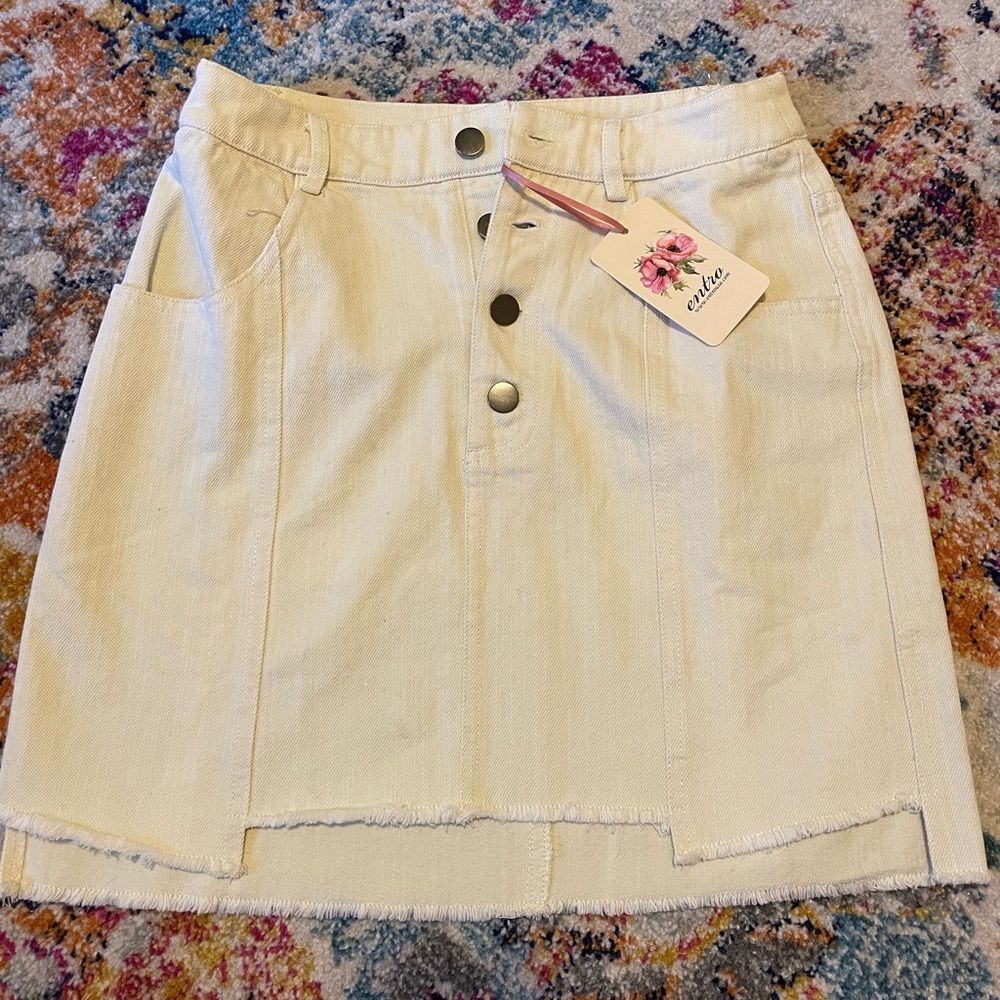 Cream Jean Skirt